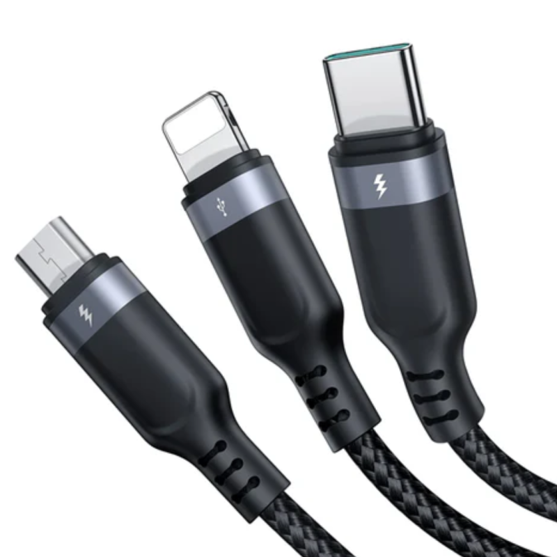 Joyroom Multi-Use Series 3.5A 3-in-1 USB to Lightning, Type-C and Micro Black S-A18 - Image 2
