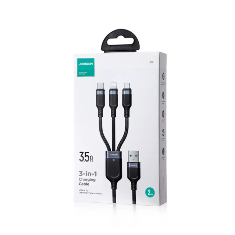 Joyroom Multi-Use Series 3.5A 3-in-1 USB to Lightning, Type-C and Micro Black S-A18 - Image 4